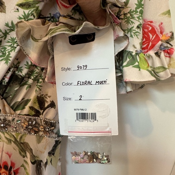 Mac Duggal Floral Chiffon Beaded Waist  Maxi Dress Gown NWT 2 - Picture 11 of 12